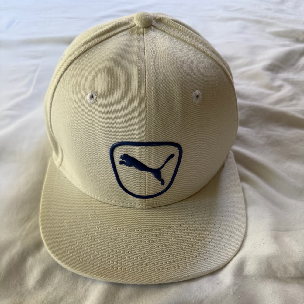 Puma Golf Rickie Fowler Off White Snapback Hat with Navy Logo